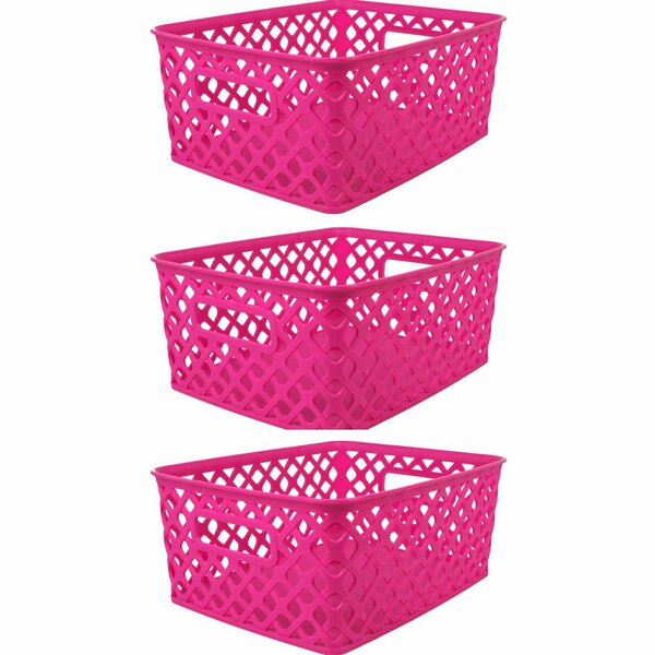 Romanoff Woven Basket, Small, Hot Pink, 3PK 74007